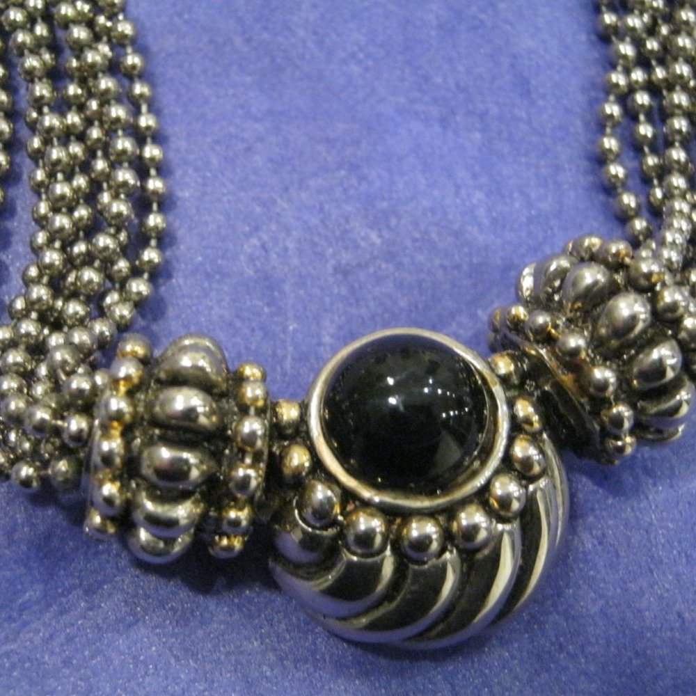 Vintage Silver Bead Costume Jewelry Necklace